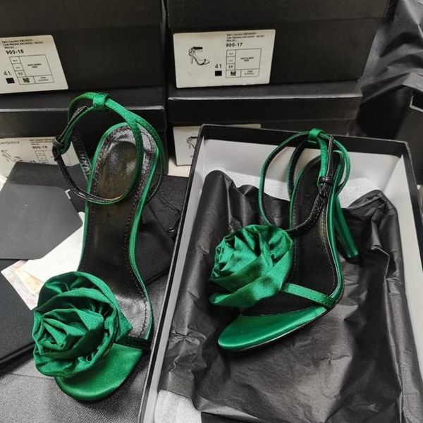 

slippers flower silk sandalias women summer sandals high heels zapatillas mujer sapatos femininos chaussure femme, Black