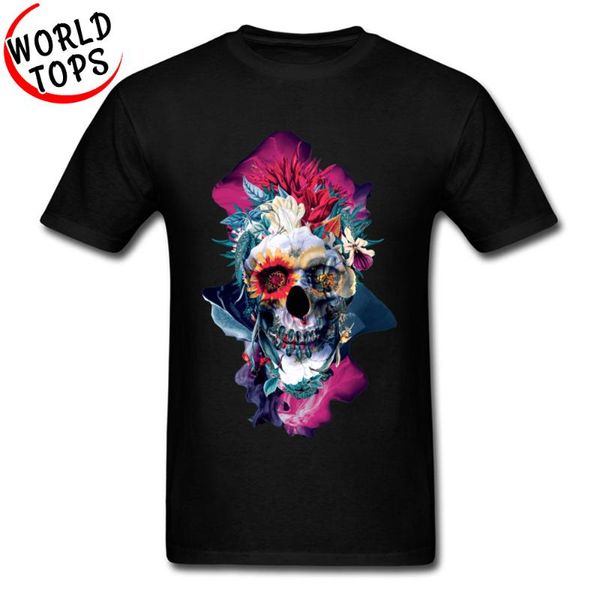 

men's t-shirts day of the dead mexico floral skull 3d t shirt rose flower printed on tshirts 100% cotton men tee shirts easter monday, White;black