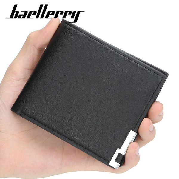

wallets baellerry fashion small thin wallet for men leather bifold minimalist men's purse card holder money clip, Red;black