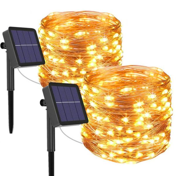 

thrisdar 2pcs outdoor solar string lights 10m 30m 50m solar copper wire fairy light garland for patio trees xmas wedding party