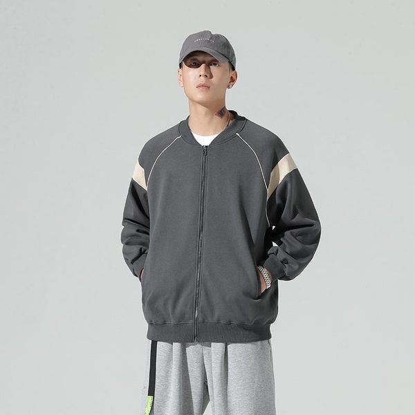 

men's jackets 2021 spring autumn coat men's cardigan sports baseball suit casual wear loose cotton sweater, Black;brown