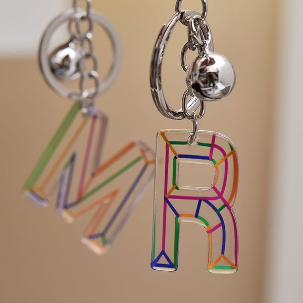 

new acrylic all english alphabet creative men's and women's baby keychain a1, Silver
