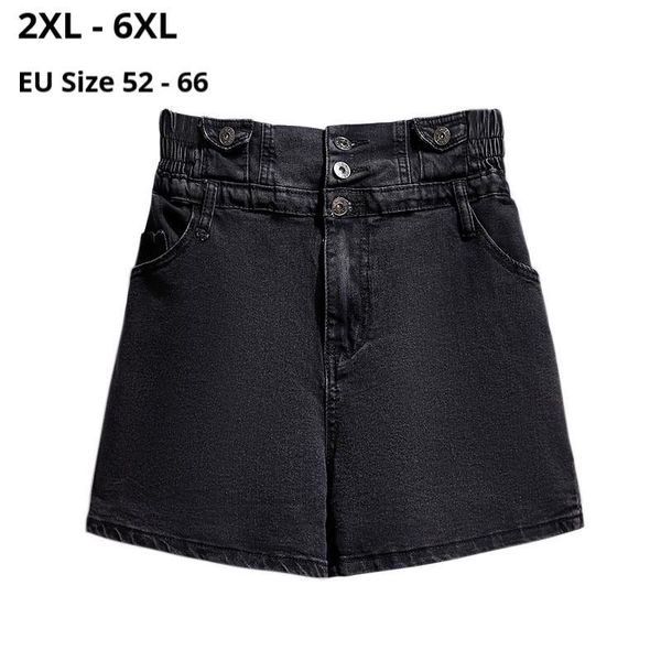 

plus size pants 6xl 5xl 4xl 3xl 2xl women summer shorts femme high waisted denim for mujers feminino jeans, Black