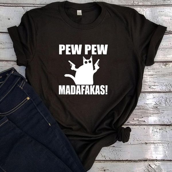 

women's t-shirt funny crazy cat lover shirt 2021 cool tshirt women vintage shooting gothic punk clothes cartoon o-neck, White