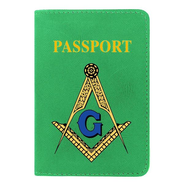 

card holders classic masonic symbol passport cover pu leather men women travel id holder case, Brown;gray