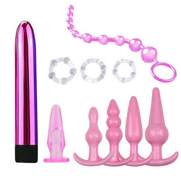 NXY Sex Giocattoli anali Vibratore Plug Combinazione Butt Set Perline vibranti Kit Massaggiatore prostatico Giocattoli per donna Uomo Stimolatore ano 1202