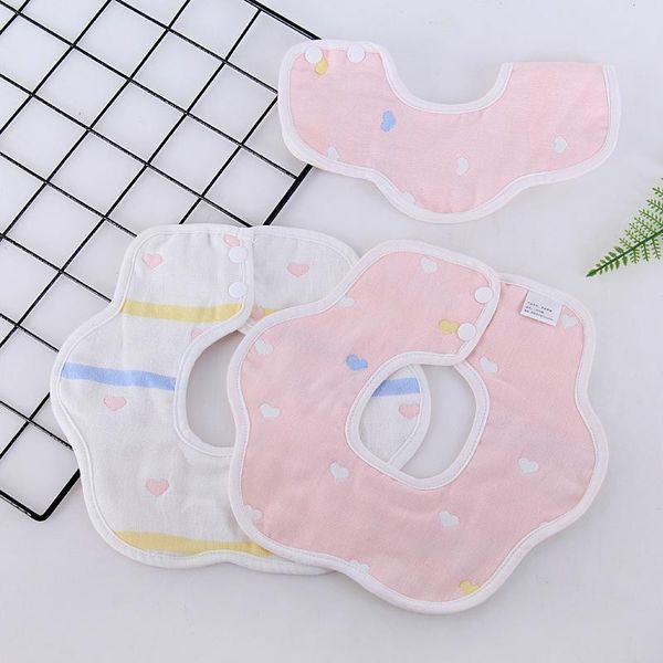

bibs & burp cloths baby double-sided pattern 360 degree rotation 6 layers gauze muslin cloth soft born infant saliva towel stuff