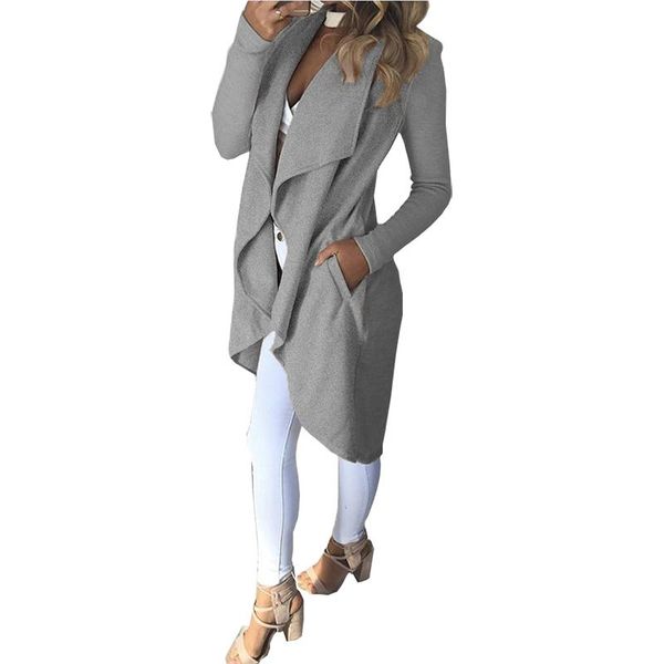 

women's jackets jacket women long 2021 solid color turn-dowm collar spring and autumn cardigan irregular womens coat vestidos oym0539, Black;brown