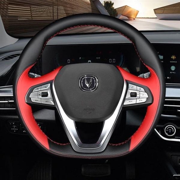 

steering wheel covers diy hand-stitched leather car cover for changan cs75 plus gravity unit eado four seasons universal thin