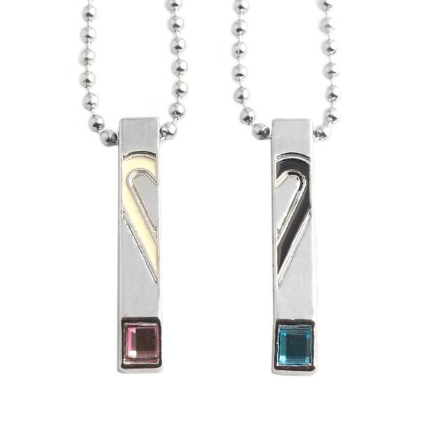 

pendant necklaces king and queen couple necklace romantic love red blue crystal lettering long chain woman man jewelry gift, Silver