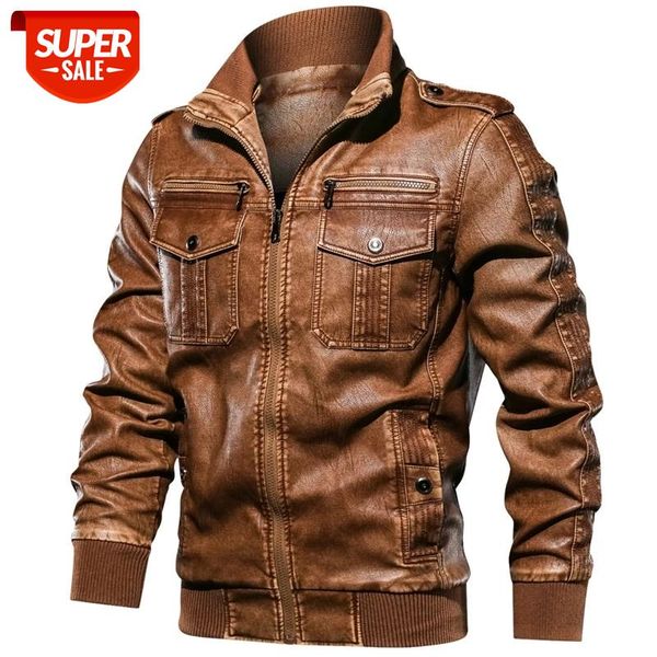 

european size stand collar multi-pocket pu leather jacket men military army motorcycle leather coats jaqueta de couro masculina #zv1c, Black;brown