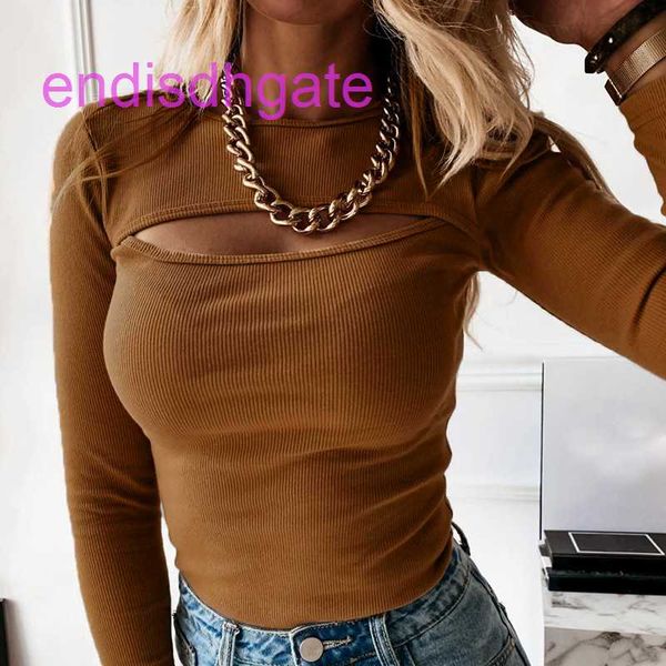 

factoryikkqsleeve hollow out long rib chest for women 20441p, Black;brown