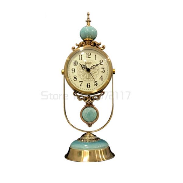 

desk & table clocks european style living room clock fashion retro ornaments creative silent alloy plated copper bell