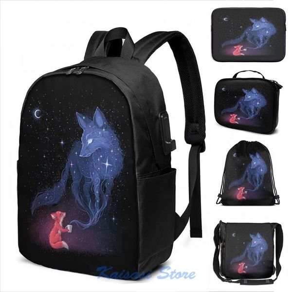 

backpack funny graphic print celestial usb charge men school bags women cosmetic bag travel laptop