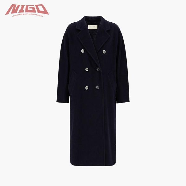 

women's wool & blends nigo ms 21ss classic woolen coat #nigo53226, Black