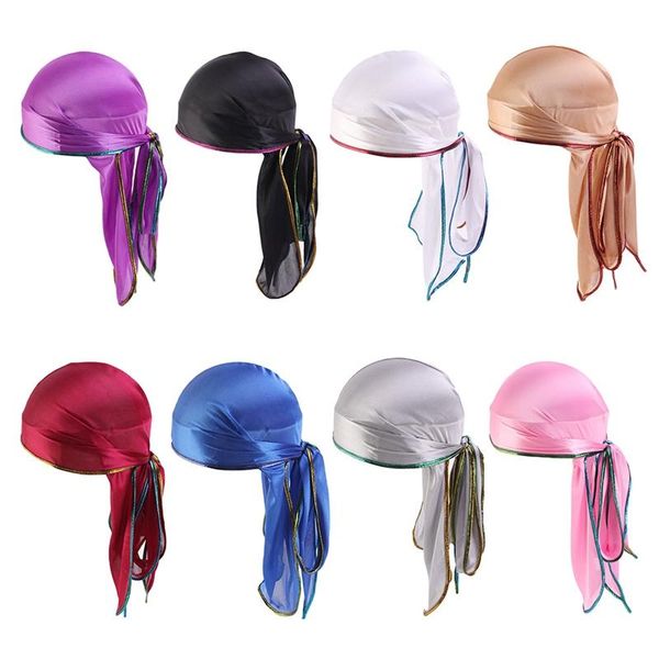 

bandana beach cap beanie long tail imitated silk hat hood headband doo rags head wraps costume, Black;white