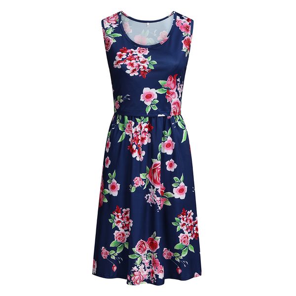 

women maternity fashion dresses all-match floral sleeveless with pockets nursing breastfeeding dress clothes for pregnant women, White
