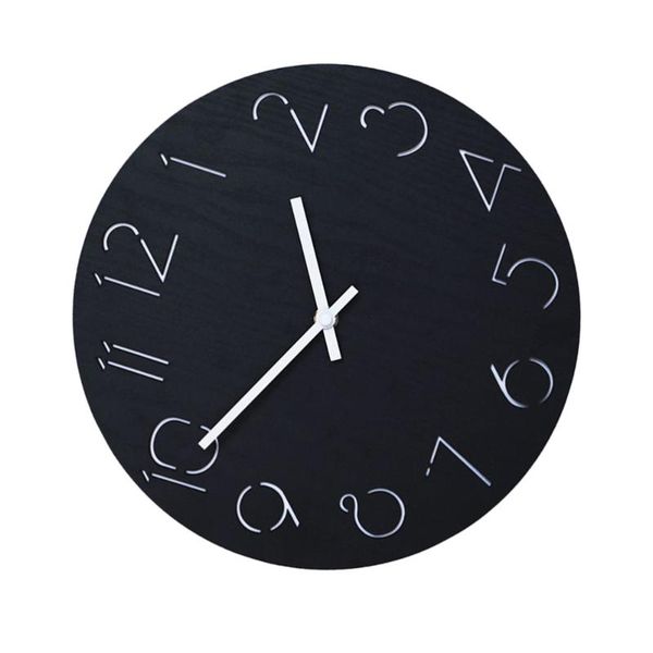 

wooden hollow wall clock hollow carving wall clock decor simple living room (black shipment without batter