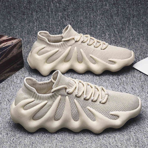 

dress shoes sports shoes 2022 volcanic trend casual breathable socks 450 flying weaving sports running coconut, Black