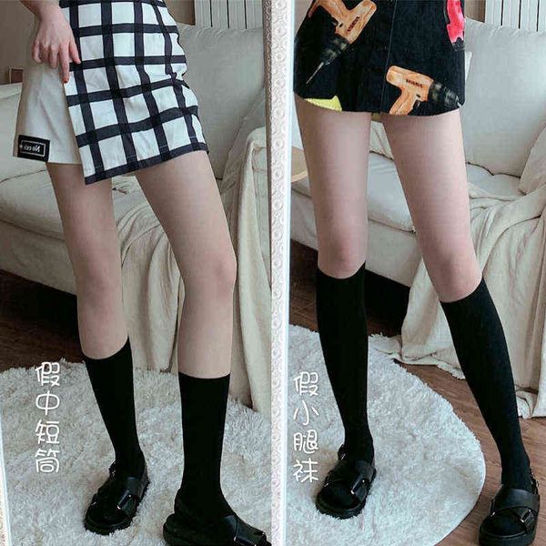 

socks autumn net red versatile anti drop calf socks black white fake short tube veet pantyhose, Red;black
