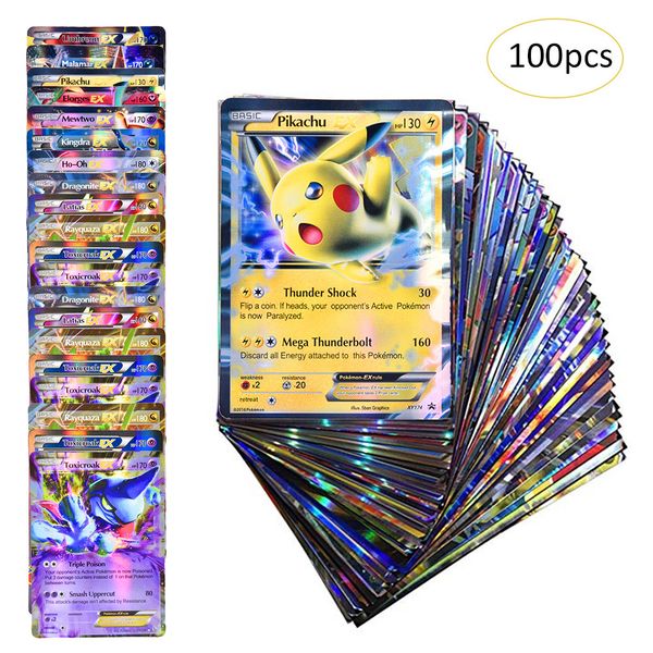

poket monster flash sun moon booster cards original 100pcs mega ex mega/gx/ub/gx 100pcs mega ex card game board game 100 gx cards