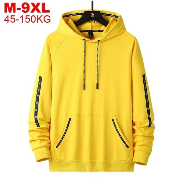 

big size 9xl 150kg men hoodies sweatshirt casual hooded pullover mens hip hop streetwear sweatshirt oversized hoodie tracksuit 201020, Black