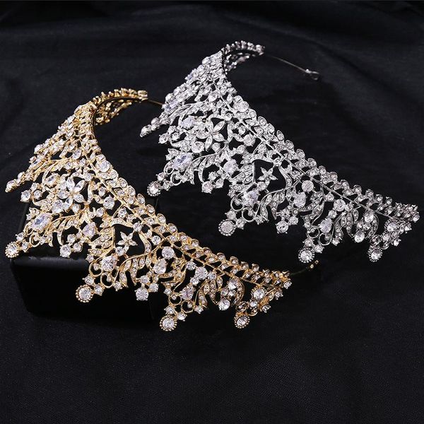

hair clips & barrettes bridal crown headwear luxury alloy zircon inlaid headband for female wedding birthday accessories lb, Golden;silver