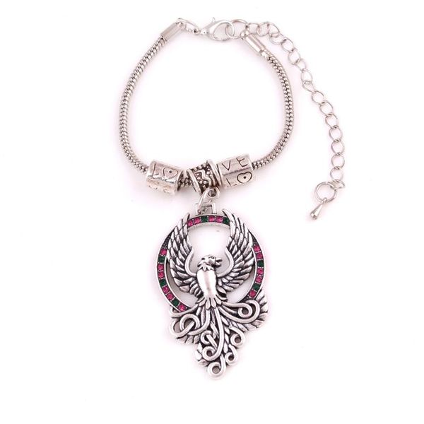

charm bracelets phoenix rising pendant silver majestic solar fire bird amulet bracelet, Golden;silver