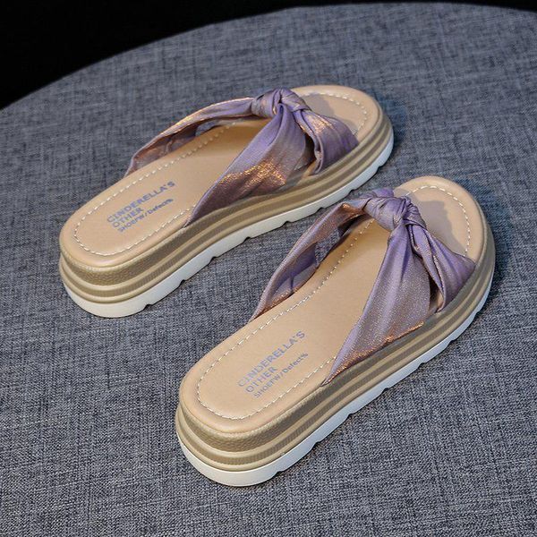 

slippers thick-soled women's summer wear non-slip flip flops 2021 increase net celebrity ins girls sandals and, Black