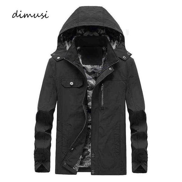 

dimusi autumn winter men's jackets casual outwear windbreaker hooded coats fashion mens mid-long slim fit loose jackets clothing y1122, Black;brown