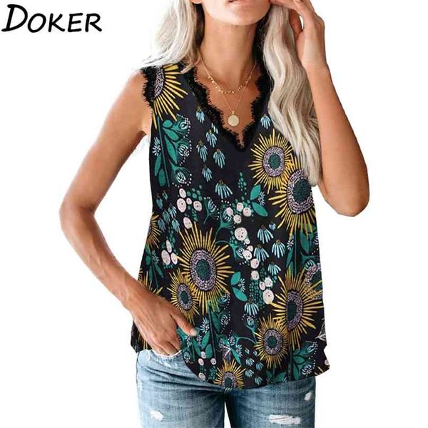 Verão Leopardo Impressão Blusa Mulheres V-Neck sem mangas Off Shirt Top Top Womens Tops e Blusas Casual Senhoras Camisas 210719