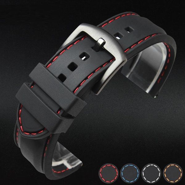 

watch bands silicon watches band comfortable rubber soft watchband strap belt sport waterproof 18mm 20mm 22mm 24mm, Black;brown