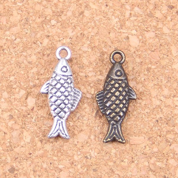 125 Stück antik versilbert, bronzefarben, doppelseitig, Fisch-Charms, Anhänger, DIY-Halskette, Armband, Armreif, 20 x 8 mm