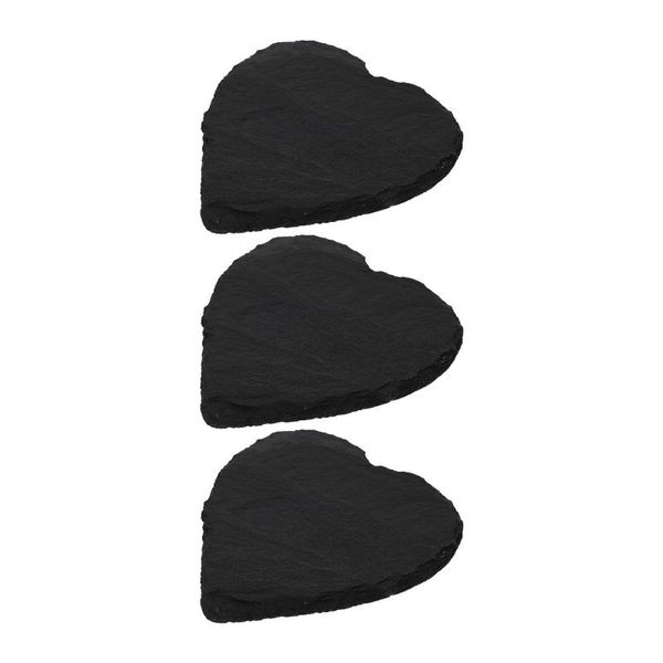 

mats & pads 3pcs convenient cup mat practical slate stone heart modeling black