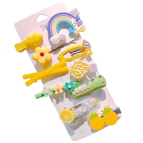 

10pcs/set ice cream candy hair clips girls cute cartoon kids lovely hairpins headband barrettes children sweet hair clip, Black;brown