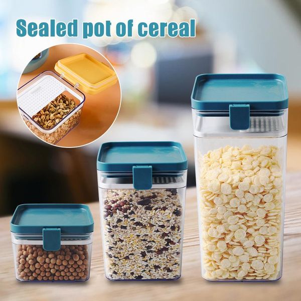 

plastic airtight container storage canister with lid cereal seasoning jar sealed flour tank kitchen supply
