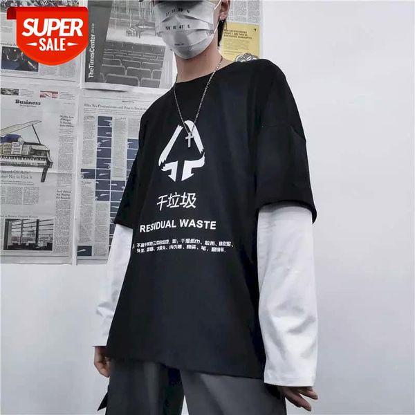

casual long sleeve tshirt streetwear men high street harajuku sweatshirt japanese style male funny printed male men #ce11, White;black