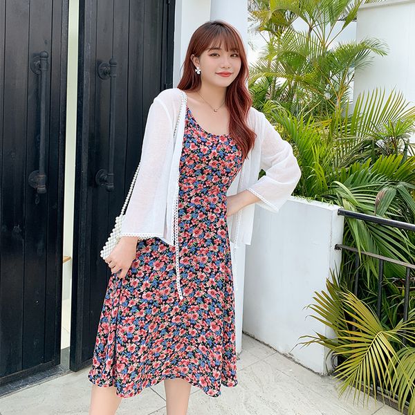 

new fashion plum-size women's chiffon halter skirt summer slimming cardigan 2382 35iw, Black;gray