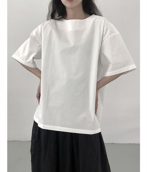 

women's t-shirt large 2021 summer white base shirt yamamoto dark simple solid color