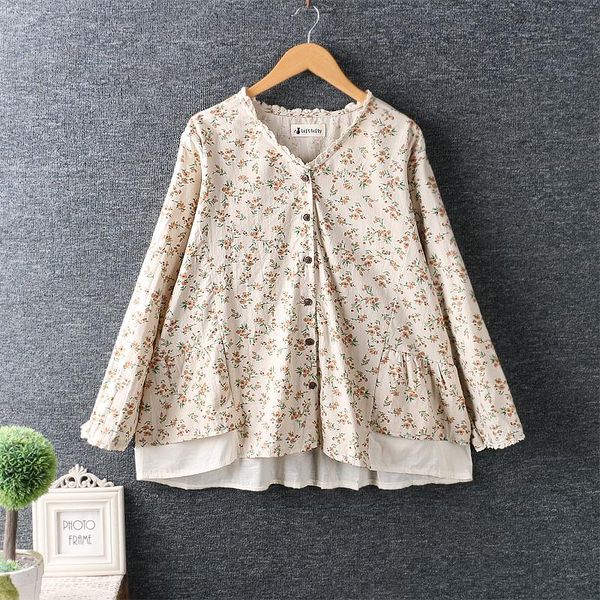 

spring new women's sweet little fresh and cotton blouse long sleeve shirts, White