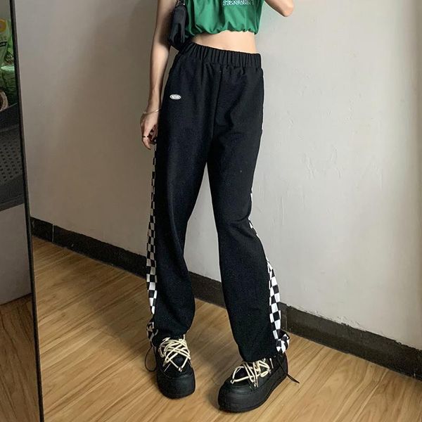 

women's jeans autumn fashion pants women plaid high waist loose slimming casual party street black clothes trousers 2021, Blue