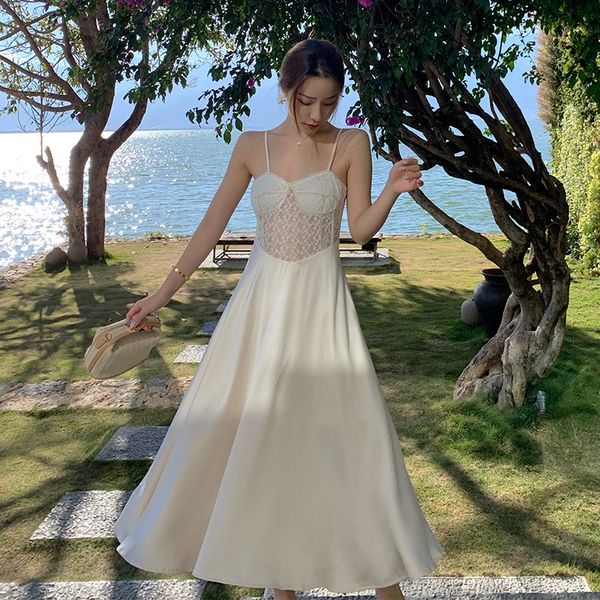 

dressed as vacations by the sea french skirt retro-amber court embroidered lace stitching satin surface girdle dress kawaii gpbu, Black;gray
