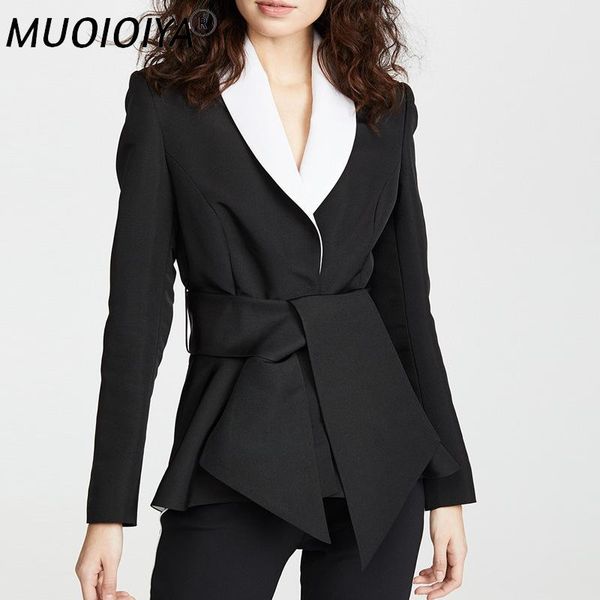 

women's suits & blazers 2021 fashion sashes jackets notched outerwear elegant ruffles runway designer ladies coat, White;black