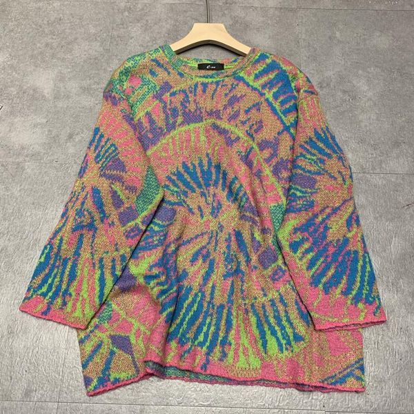 

women's sweaters korean autumn lazy o neck rainbow geometric pattern loose wool retro pullovers knitted women fashion streetwear 202, White;black