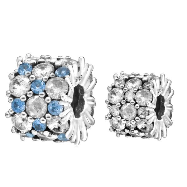 

new arrival 925 sterling silver bead sparkling blue & clear charm fit original pandora charms bracelet women diy jewelry gift, Black