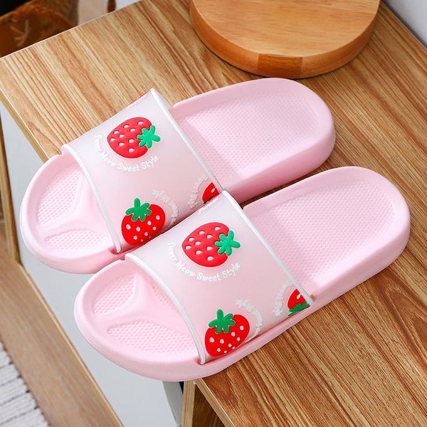 

slippers women summer slide sandals beach slides flip flops cartoon fruits avocado strawberry thick sole grils shoes, Black