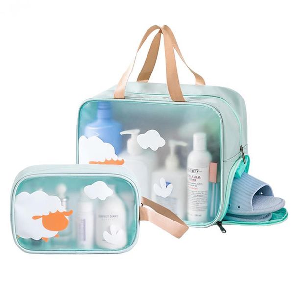 

storage bags women's cosmetic dry and wet waterproof pu pouch makeup daily toiletries organizer large capacity bath wash bag