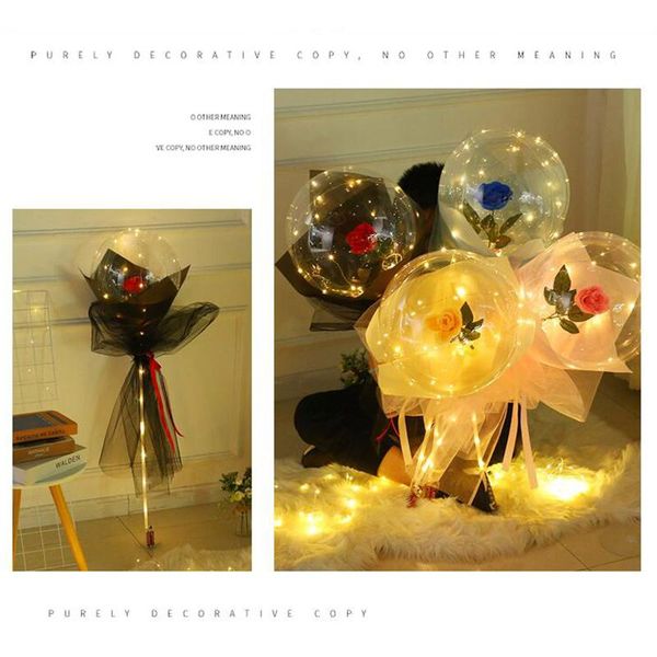 

valentines day led luminous balloon rose bouquet transparent ball rose gift birthday party wedding decoration balloons