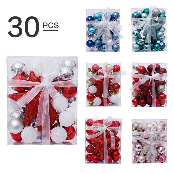 

party decoration 30pcs/set christmas balls set tree sparkle stars hanging ball baubles for home accessories