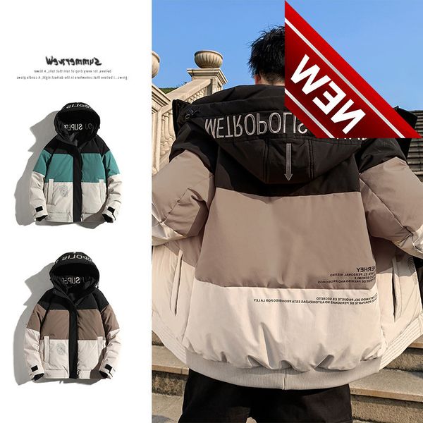 

winter down jacket men casual white duck man parkas male hip hop overcoat thermal windproof outwear coat jaquetas, Black